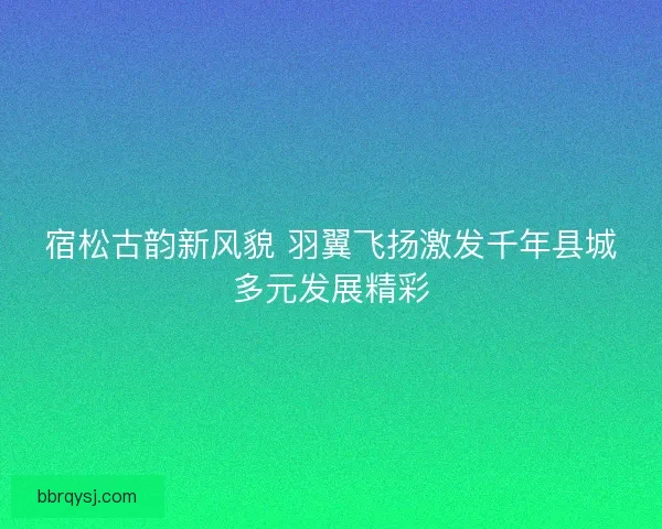 宿松古韵新风貌 羽翼飞扬激发千年县城多元发展精彩