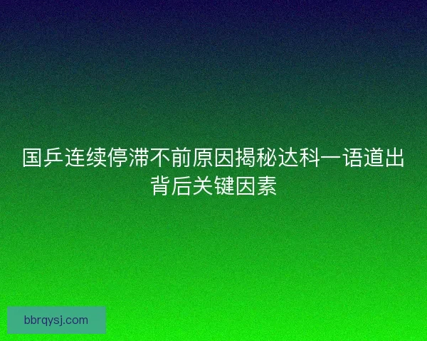 国乒连续停滞不前原因揭秘达科一语道出背后关键因素