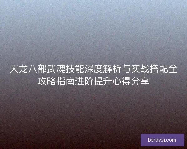 天龙八部武魂技能深度解析与实战搭配全攻略指南进阶提升心得分享